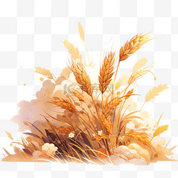 秋天丰收的麦穗手绘元素