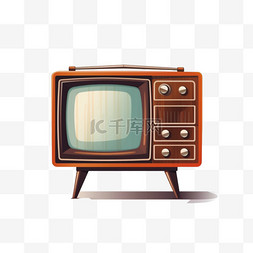 手绘老式电视图片_手绘复古台式老式电视