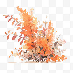 秋天植物栾树叶子手绘元素