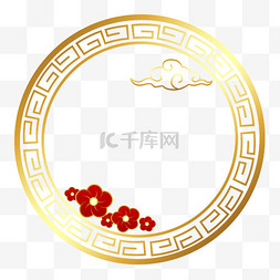 装饰中国风边框图片_烫金中国风圆形边框装饰元素
