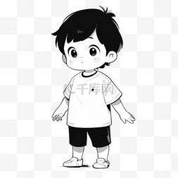 卡通简约线条人物站立的小男孩