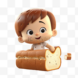 卡通3D立体小孩面包食物