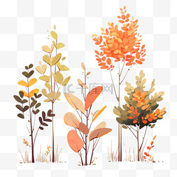 树木叶子卡通图片_秋天植物卡通手绘栾树树叶秋天叶