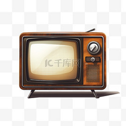 电视机老式图片_复古台式手绘老式电视
