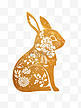 金箔十二生肖兔动物剪纸风卡通