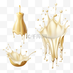 液体牛奶状图片_逼真的牛奶飞溅或波浪与水滴和飞