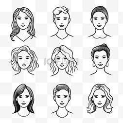 女性人物角色图片_一组女性化身矢量插图白色背景上