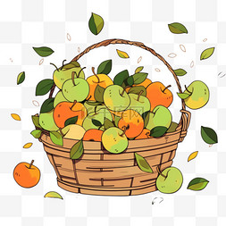 苹果散落图片_秋天手绘丰收的果实苹果元素