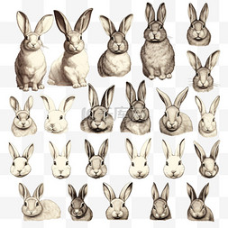 手绘复活节兔子系列