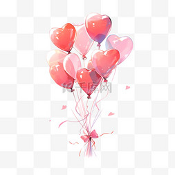 白色的心手绘图片_情人节七夕粉色气球卡通手绘元素
