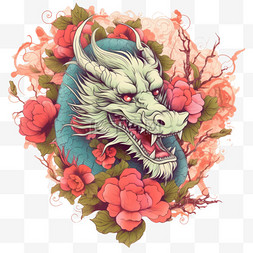 中国行图片_中国新年2020节日龙画花卉小品