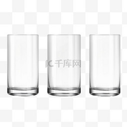 水杯白色图片_空的、半的和满的水杯。矢量插图
