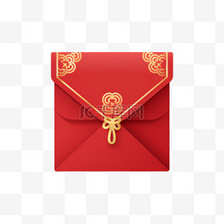 扁平风格中国风红色中式好看信封