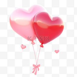 粉红色气球气球图片_3d浪漫七夕卡通元素气球