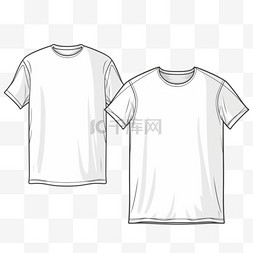 白色衬衫素材图片_空白T恤轮廓草图。服装T恤cad设计