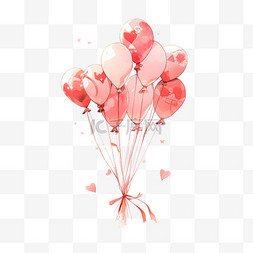 粉红色气球七夕卡通手绘元素