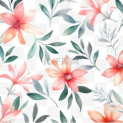 纺织品花纹图片_水彩花卉背景与美丽的花叶