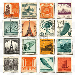 收藏已收藏图片_带有不同信息的邮票