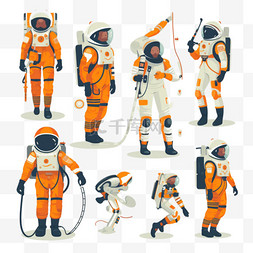 商品主图套装图片_宇航员向量以平面卡通风格设定的