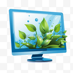 绿色植物壁纸的计算机屏幕