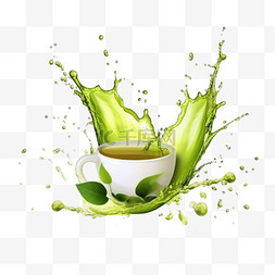 水滴茶图片_向量洒上现实的绿茶或抹茶