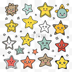 星星闪烁背景图片_一套星元素符号或符号卡通涂鸦手