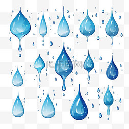 流动的水纹图片_卡通蓝色的水滴、水花、水花和泪