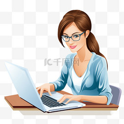 盲文打字机图片_在笔记本电脑上打字的女人