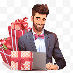浪漫的礼物图片_带笔记本电脑的商人正在寻找浪漫