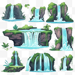 山水瀑布卡通图片_卡通风格的瀑布收藏