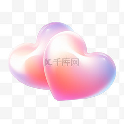 红蓝logo图片_3D立体七夕节爱心两个红蓝相间的