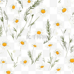手绘花朵的图案图片_雏菊花纹背景向量可爱手绘风格