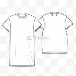 白色空白t恤短袖图片_空白T恤轮廓草图。服装T恤cad设计