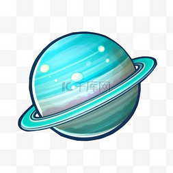 行星扁平图片_扁平风格青色光环星球免扣元素