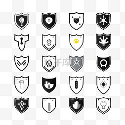 盾牌标志图片_一组安全盾牌图标。带有复选标记