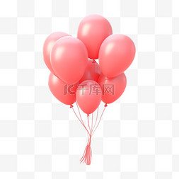 粉红色卡通气球图片_浪漫气球3d七夕卡通元素