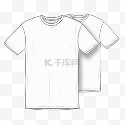制服短袖图片_空白T恤轮廓草图。服装T恤cad设计