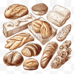 面包装饰图片_手绘新鲜面包套装