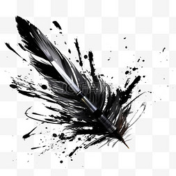 黑色油漆笔刷笔触高亮的线条或毛