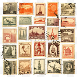 收藏已收藏图片_带有不同信息的邮票