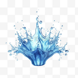 气泡蓝色透明图片_水冠飞溅和波浪漩涡与水滴向量透