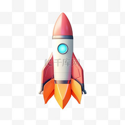 红色宇宙飞船图片_3d立体红色玩具火箭免扣元素