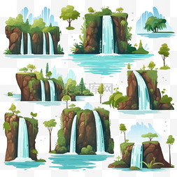 山水瀑布卡通图片_卡通风格的瀑布收藏