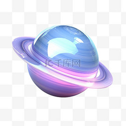 免扣星球图标图片_3d立体透明蓝紫色星球免扣元素