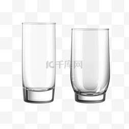 白色的水杯图片_空的、半的和满的水杯。矢量插图