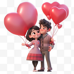 情侣3d浪漫气球卡通手绘元素