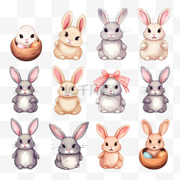复活节图片_手绘复活节兔子系列