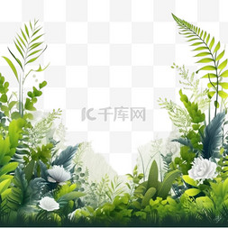 夏日背景图片_带有植被夏季背景边框底边