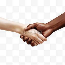 苍白皮肤和棕色皮肤手的握手