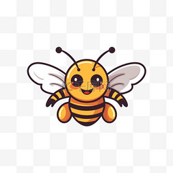 可爱卡通小蜜蜂图片_可爱的蜜蜂飞卡通向量图标插图。